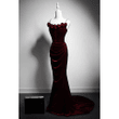 Wine Red Mermaid Straps Beaded Long Formal Dress, Wine Red Evening Dress Prom Dress