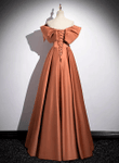 A-line Orange Satin Beaded Sweetheart Prom Dress, Orange Long Evening Dress