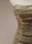 Chic Sequins Mermaid Scoop Long Formal Dress, Gold Long Prom Dress Party Dress