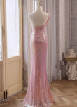 Pink Sequins Mermaid Sweetheart Long Prom Dress, Pink Sequins Evening Dress