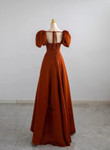 A-line Satin Simple Short Sleeves Long Formal Dress, Satin Prom Dress
