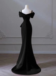 Black Satin Sweetheart Straps Long Formal Dress, Black Long Prom Dress