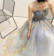 Beautiful Blue A-line Tulle Beaded Long Party Dress, Blue Prom Dress