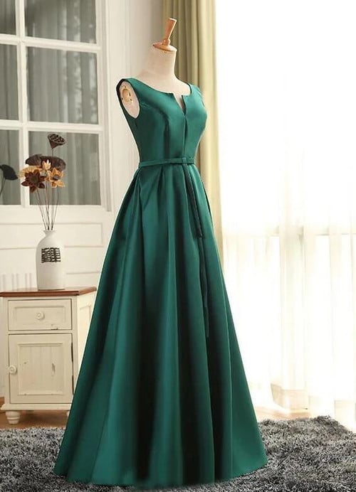 Green Long Prom Dress 2022, A-line Green Bridesmaid Dress Party Dress