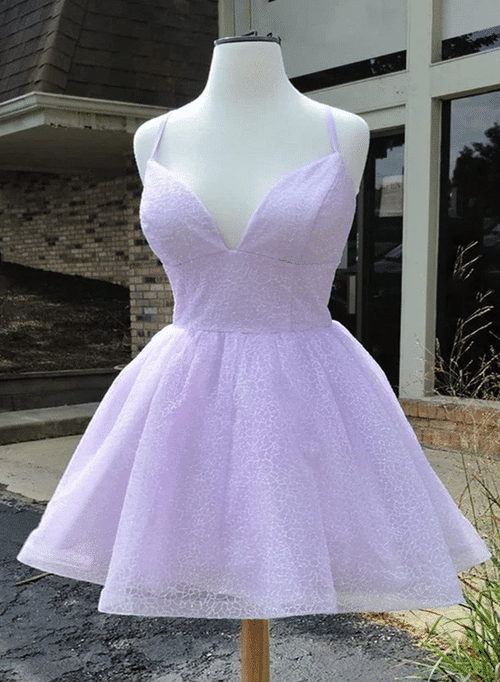 Lovely Purple Tulle Short Homeocoming Dress, Purple Party Dress Prom Dress