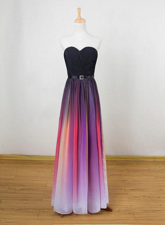 Beautiful Gradient Sweetheart A-line Party Dress, Long Simple Prom Dress