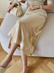 Long Satin A-line Midi Skirt