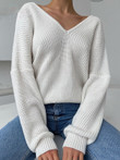 V Neck Oversize Knitted Sweater Pullover