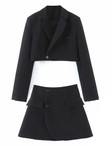Blazer And Skirts England style Navel Exposed Two Piece Set
