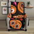 Pumpkin Flowers Spiderweb Halloween Theme Chair Cover Protector
