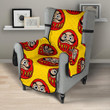 Daruma Japanese Wooden Doll Yellow Background Chair Cover Protector
