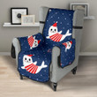 Cute Sea Lion Seal Christmas Hat Candy Cane Heart Pattern Chair Cover Protector