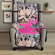 Chameleon Lizard Pattern Pink Background Chair Cover Protector