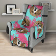 Beagle Muzzles Turquoise Paint Splashes Pink Pattern Chair Cover Protector