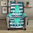 Cute Octopuses Heart Striped Background Chair Cover Protector