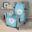 Pomeranian Pattern Blue Background Chair Cover Protector