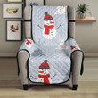 Snowman Christmas Tree Snow Gray Background Chair Cover Protector