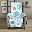 Nautical Steering Wheel Rudder Pattern Background Chair Cover Protector