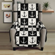 Anchor Black And White Patter Chair Cover Protector