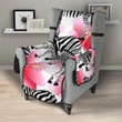 Zebra Red Hibiscus Pattern Chair Cover Protector