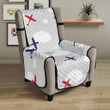 Airplane Cloud Grey Background Chair Cover Protector