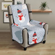 Snowman Christmas Tree Snow Gray Background Chair Cover Protector