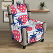Strawberry Pattern Blue Lines Background Chair Cover Protector
