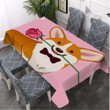 Cool Corgi Holding Red Rose Branch Pattern Tablecloth Home Decor