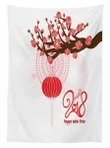 Cherry Branch Lantern 3d Printed Tablecloth Home Decoration