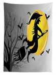 Witch Flies On Full Moon 3d Printed Tablecloth Home Decoration