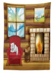 Sleepy Cat Rustic House 3d Printed Tablecloth Home Decoration