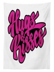 Hugs And Kisses Calligraphy 3d Printed Tablecloth Home Decoration