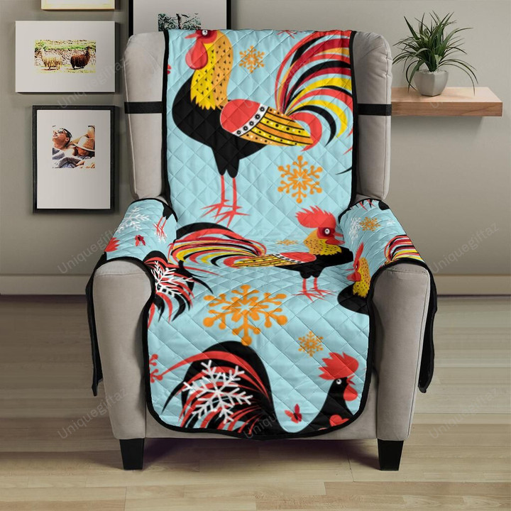 Rooster Chicken Snowfalke Chair Cover Protector