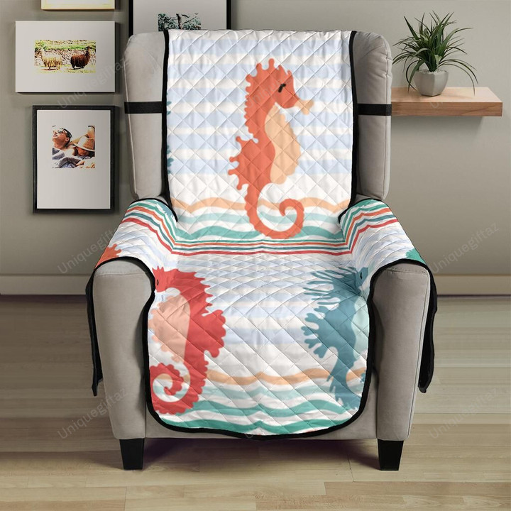Seahorse Pattern Theme Chair Cover Protector