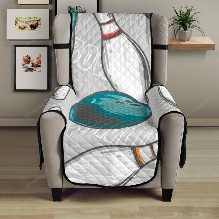 Bowling Ball And Pin Gray Background Chair Cover Protector