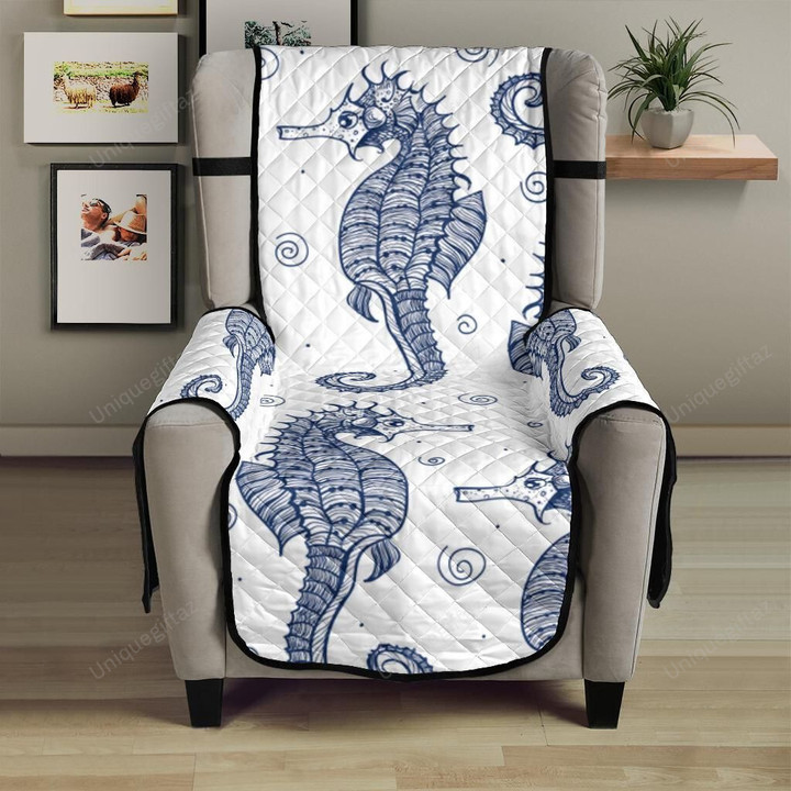 Seahorse Pattern Background Chair Cover Protector