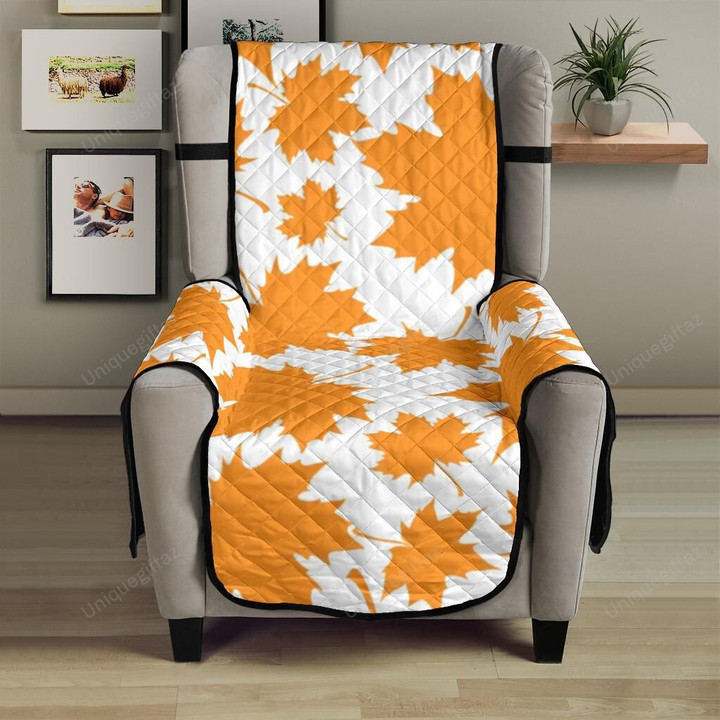 Orange Maple Leaf Pattern Chair Cover Protector