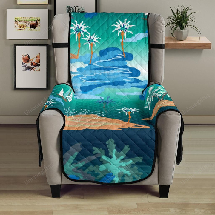 Sailboat Water Color Pattern Chair Cover Protector