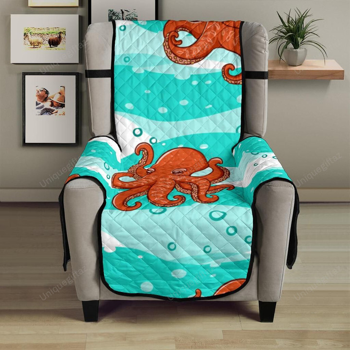 Octopuses Sea Wave Background Chair Cover Protector