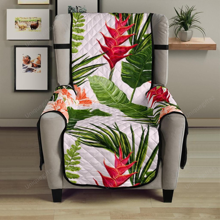 Heliconia Hibiscus Leaves Pattern Chair Cover Protector