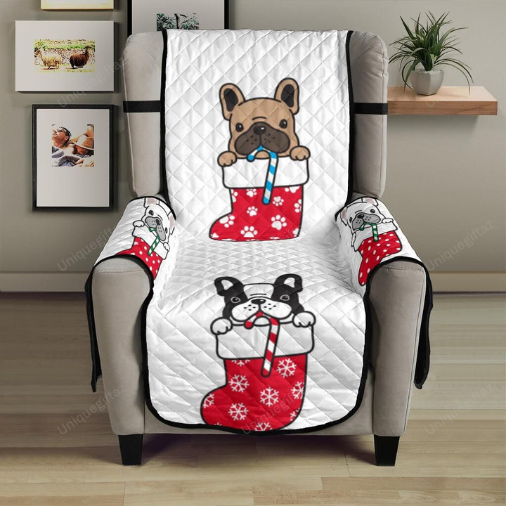 French Bulldog In Sock Pattern Chair Cover Protector