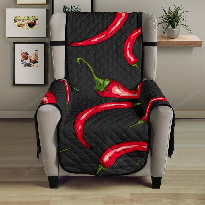 Chili Peppers Pattern Black Background Chair Cover Protector