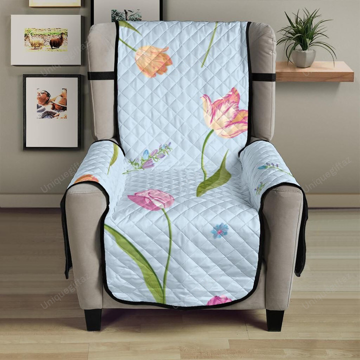 Watercolor Tulips Pattern Chair Cover Protector