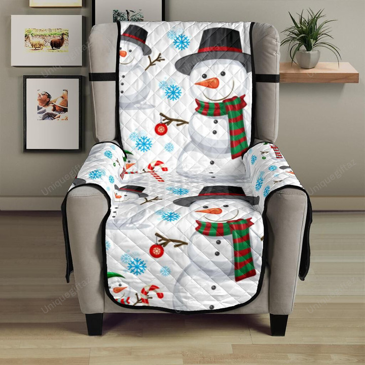 Snowman Pattern Background Chair Cover Protector