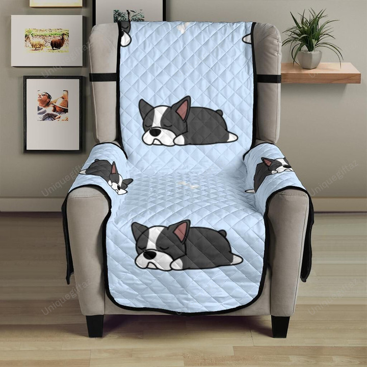 Sleep Boston Terrier Bone Pattern Chair Cover Protector