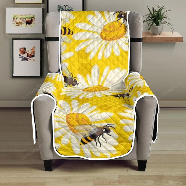 Bee Daisy Pattern Chair Cover Protector
