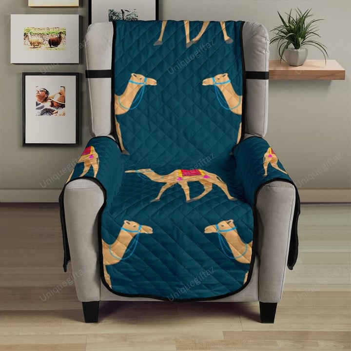 Camel Pattern Blue Blackground Chair Cover Protector