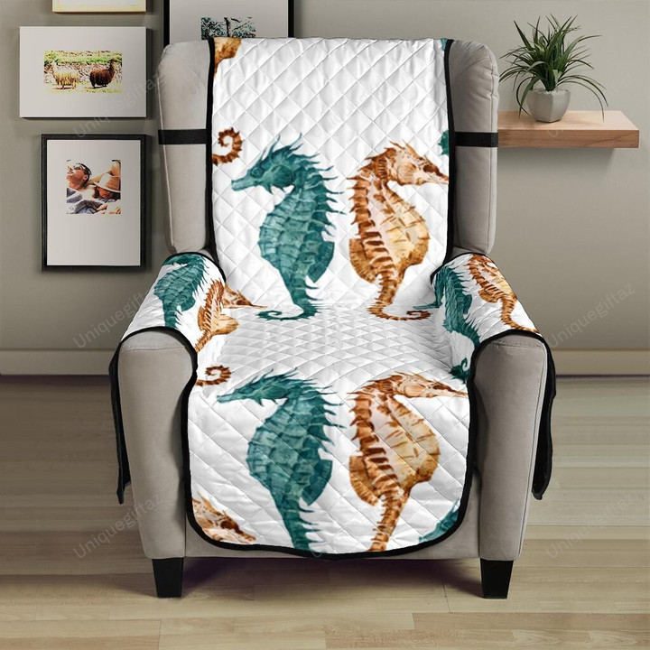 Seahorse Pattern Background Chair Cover Protector