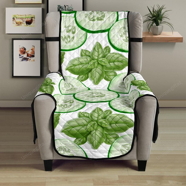 Sliced Cucumber Leaves Pattern Chair Cover Protector