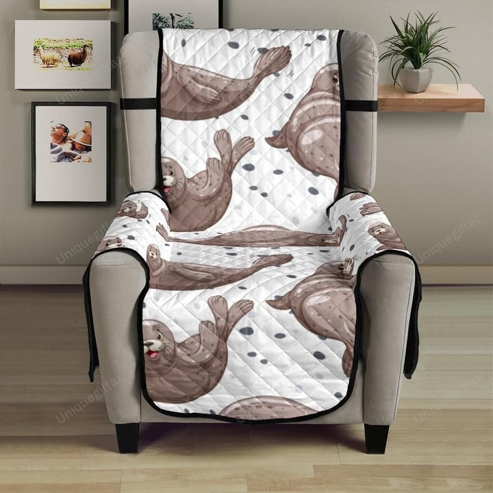 Sea Lion Pattern Background Chair Cover Protector